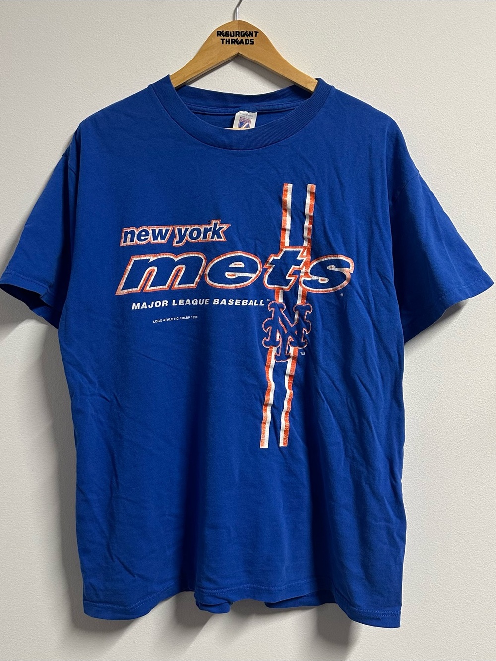 Vintage New York Mets MLB Baseball Logo7 Tshirt Blue XL Used